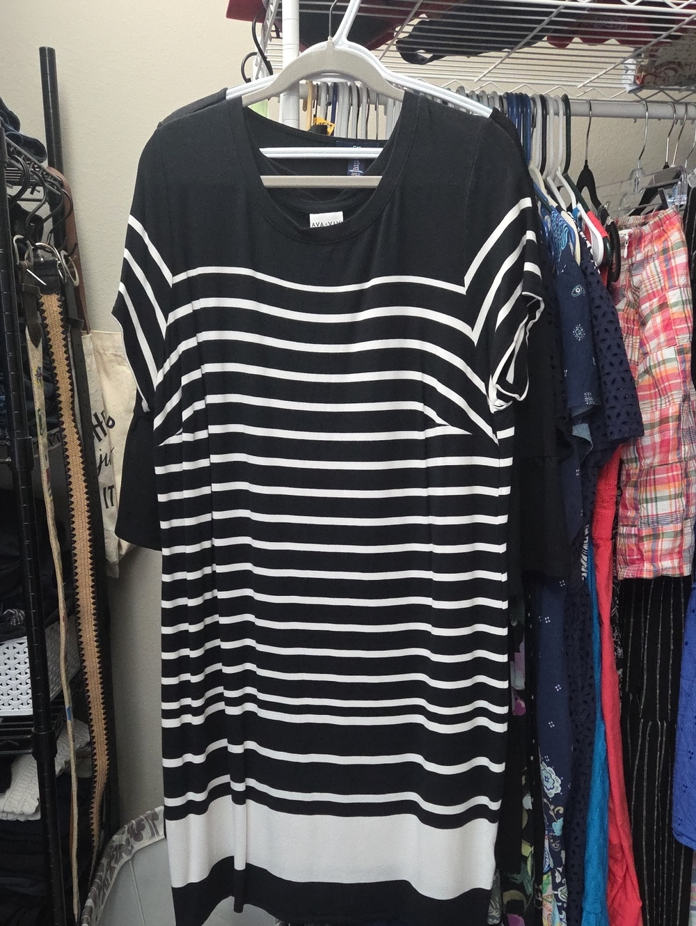 Ava & Viv Black and White Striped Knit Dress